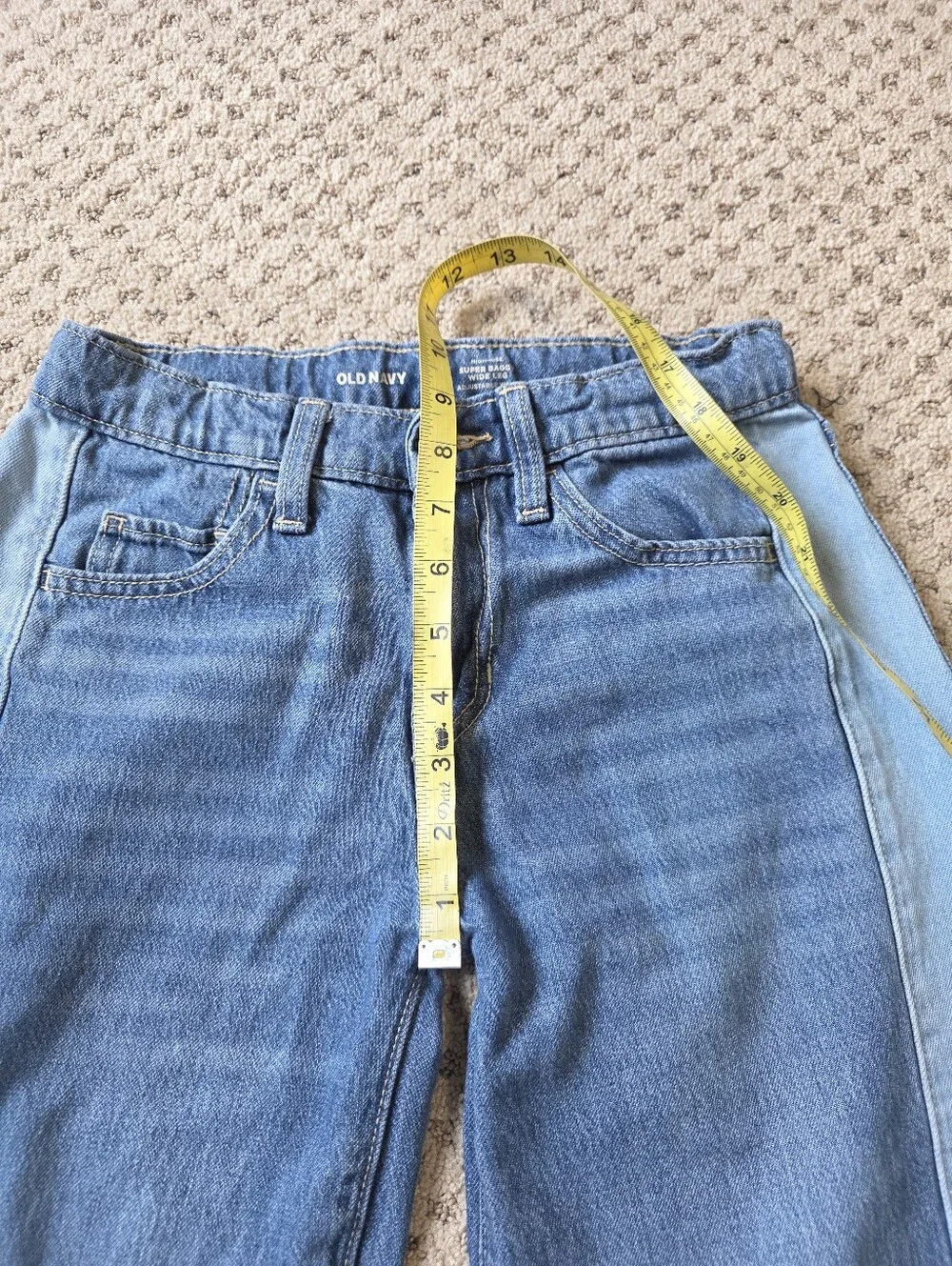 Old Navy High Rise Super Baggy Two-Tone Blue Wide-Leg Jeans